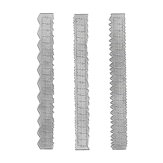 3PCS Irregular Edges Ruler Stainless Steel Paper Tearing Ruler Wavy Line by Hilsayum