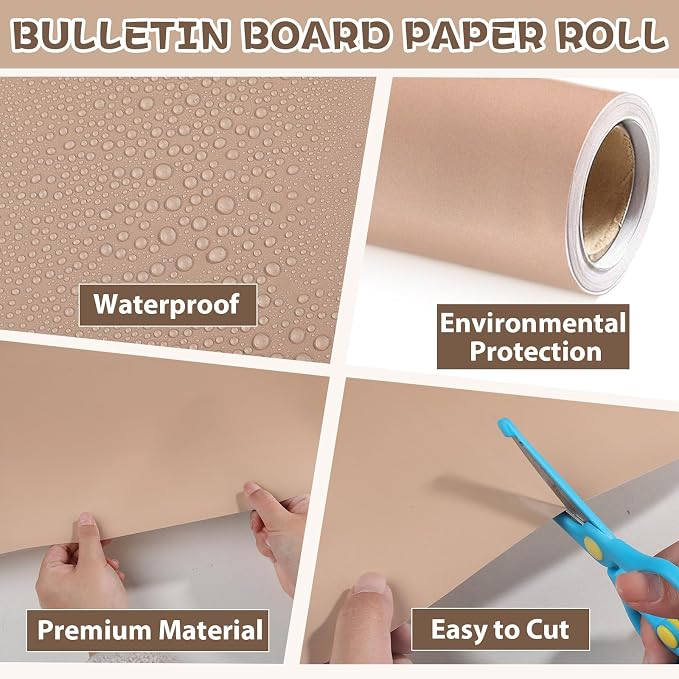 Qyeahkj 17.7in x 20ft Bulletin Board Paper Roll Bulletin Board Background Paper - Image 3