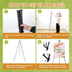 AROIC 63 "Easel Stand for Display, 10 Pack Portable Foldable Metal Easel - Image 4