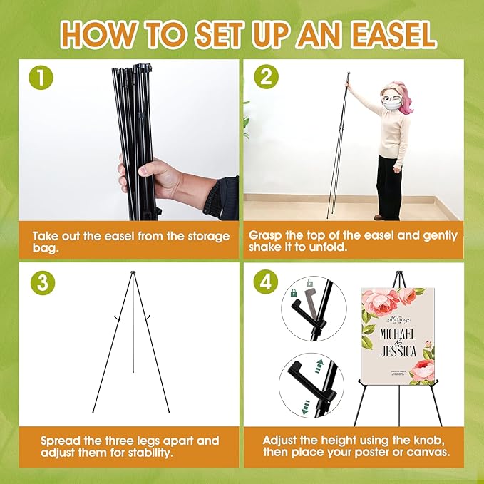 AROIC 63 "Easel Stand for Display, 20 Pack Portable Foldable Metal Easel - Image 4
