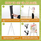 AROIC 63" Easel Stand for Display, 3 Pack Portable Foldable Metal Easel - Image 2