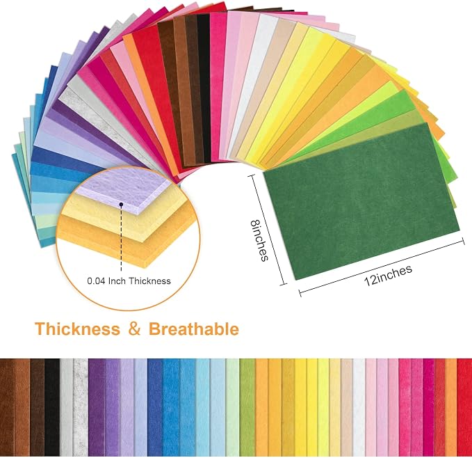 8 x 12 Inches Felt Sheets for Crafts, 1mm Thick, Stiff Paper for DIY Sewing - Image 4