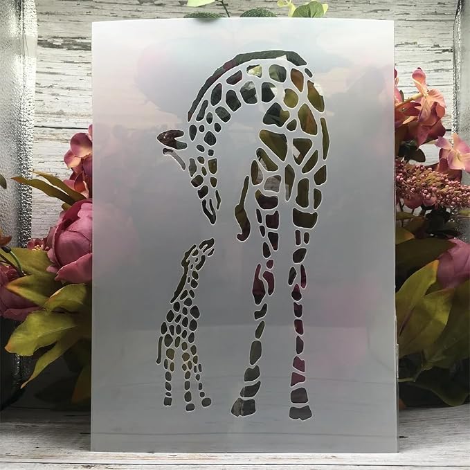 TIAMECH A4 Reusable Mum and Son Giraffe Stencil - Image 5
