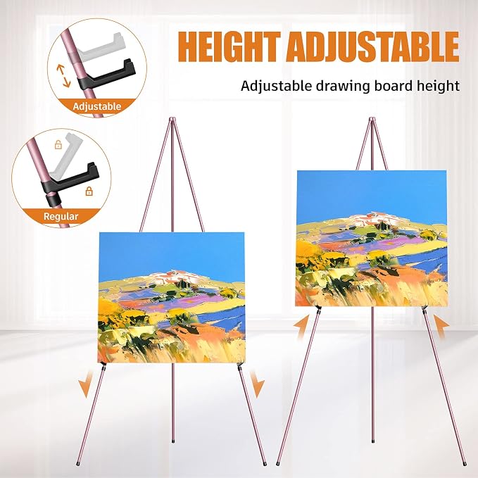 Easel Stand for Display, Aredy 63" Portable Painting Easel, Lightweight Metal - Image 6