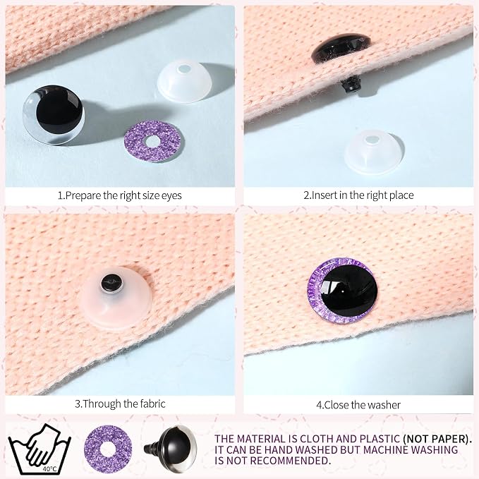 MUCUNNIA 120pcs 14mm 3D Sparkle Moon Safety Eyes - Image 4
