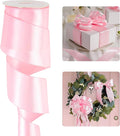 HUIHUANG Pink Satin Wired Ribbon 2.5 inch Light Pink Double Sided Satin Wire by HUIHUANG