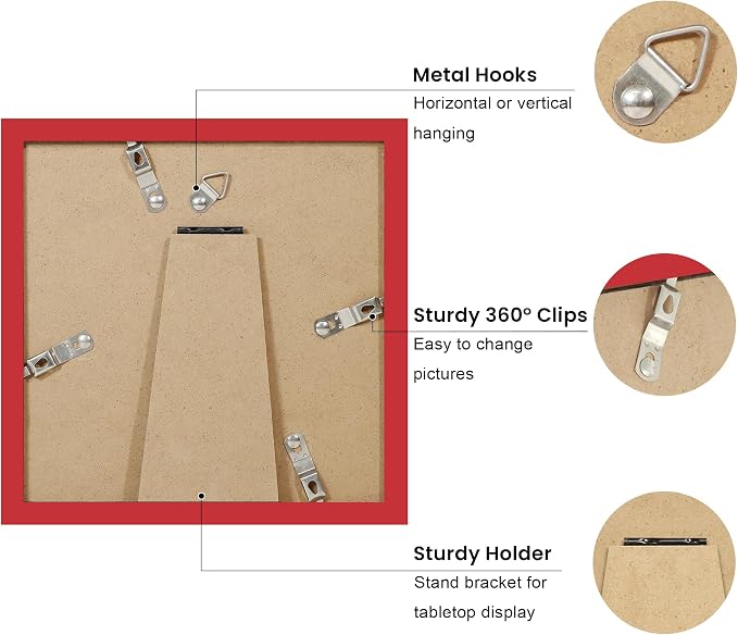8x8 Picture Frame with Wavy Mat, Wooden Real Glass 8 x 8 Photo Frame - Image 4