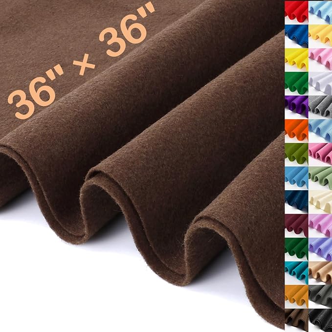 XSEINO Chocolate Brown Large Felt Fabric 36" X 36 ", 1.4 mm Thick Soft Felt by XSEINOiscreating%EF%BC%81