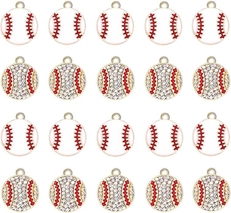 20PCS Sports Charms Enamel Basketball Baseball Pendant Charms by ANGLESJELL