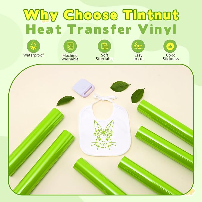 Tintnut Jasmine Green Heat Transfer Vinyl, easy cut & weed, stretch washable - Image 3
