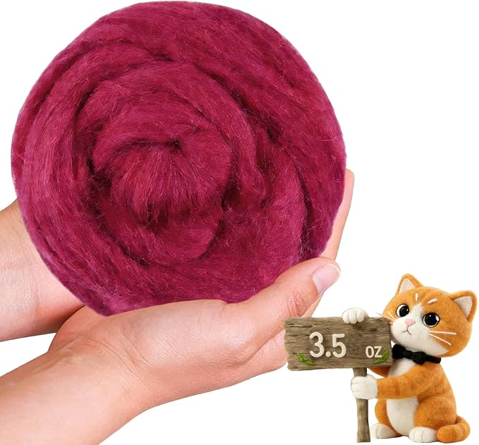 Wool Roving-3.5oz Needle Felting Wool, Soft Multi-Color Wool Fiber, Perfect by VKEDA