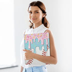 Baseball Red White Stripe Pattern Round Ring Binders 1.5 Inch Ice Cream 3 Ring - Image 5