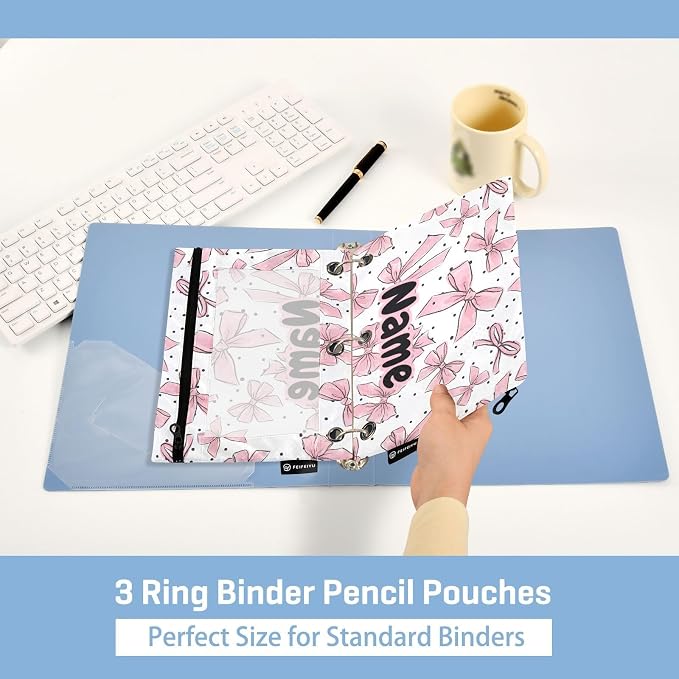 Custom Cute Bows Pink Pencil Pouch - Image 4