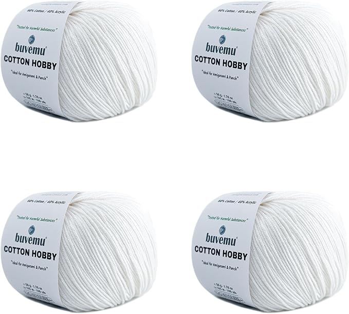 Cotton Hobby Yarn for Amigurumi Crochet | 1.76 oz / 180 yds, 60% Cotton 40% by buvemu