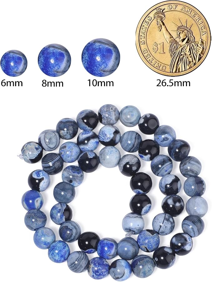 45pcs Round Loose Blue&Grey Fire Agate Beads - Image 2
