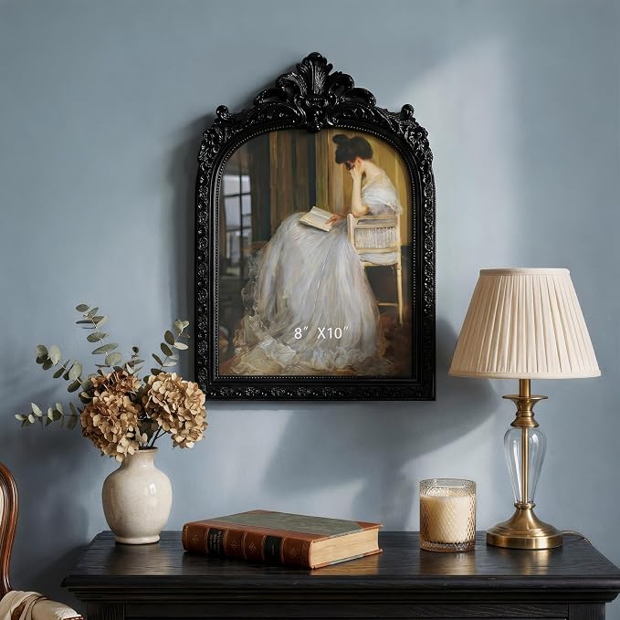Cuspin 8x10 Black Picture Frame Vintage Frames, Ornate Arched Resin Photo Frame - Image 3