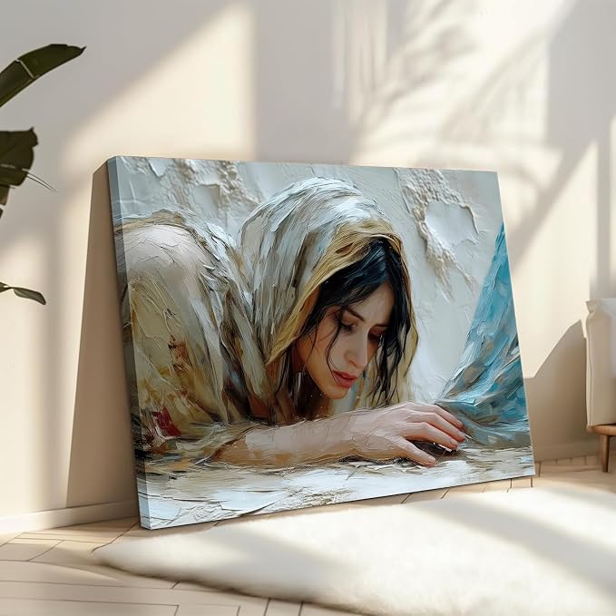 Jesus Heals The Girl Wall Art Woman Touches the Hem of Jesus' Skirt Canvas - Image 5
