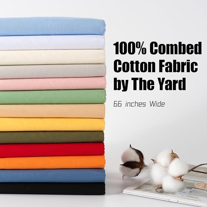 100% Combed Cotton Fabric by The Yard, 66 inches Wide, Premium Soft Breathable - Image 6