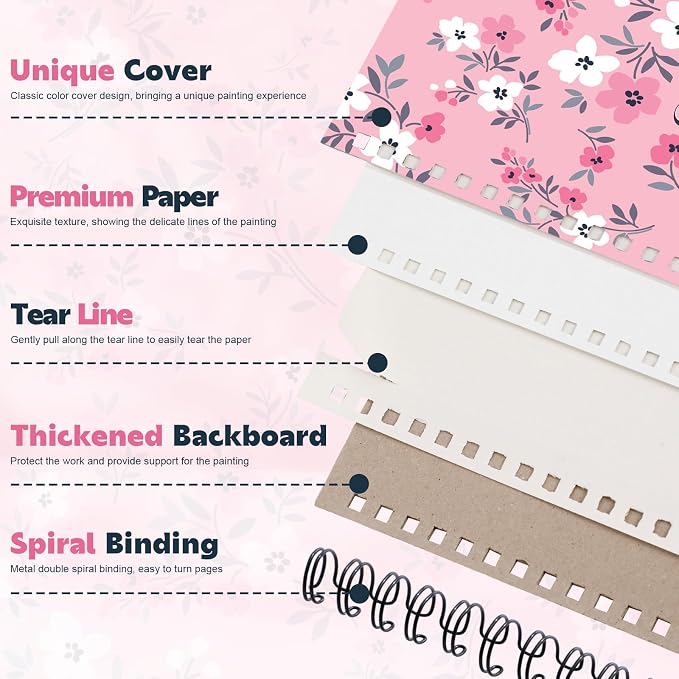 12 Pack Sketch Book, 5.5 x 8.5 Inch Sketchbook, 68lb/100gsm Top Spiral Bound - Image 3
