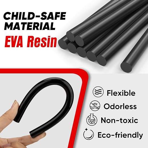 SHALL Full Size Hot Glue Sticks, 0.43” Dia x 8” Long, 100 Pack Black Glue Gun - Image 4