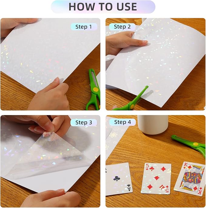 36 Sheets Holographic Laminate Sheets Clear Self Adhesive Sticker Paper | - Image 5