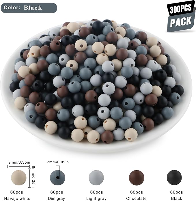 300Pcs Silicone Beads 9mm Mix Color, Bulk Silicone Beads 9mm - Image 2