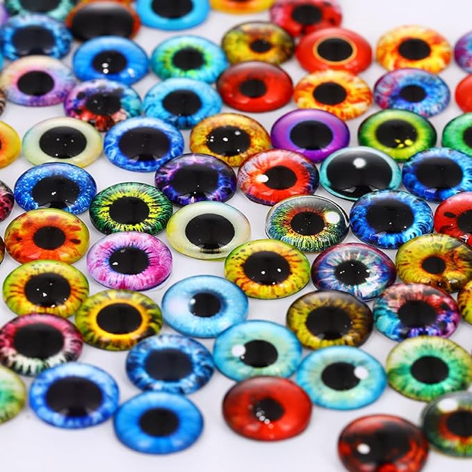100PCS 30/25/20/16/12/8/6mm Assorted Mixed Size Eyes Glass Cabochon - Image 5