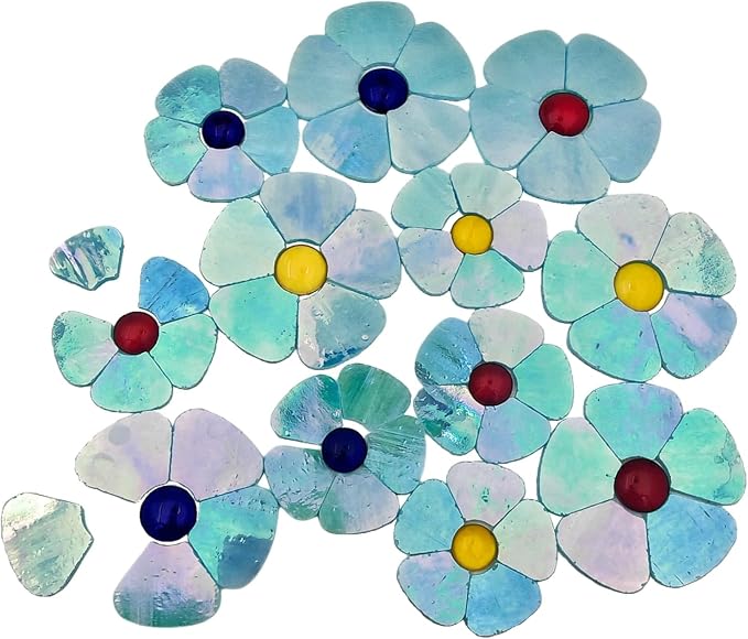 Esweny 12 Flower Stained Glass Mosaic Tiles by Esweny