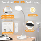 15W LED Desk Lamp with USB Charging Ports, Dimmable Table Lamp with 3 Color - Image 9