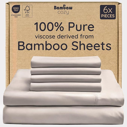 Bambaw 100% Viscose Derived from Bamboo Sheets King Size Set – 6pcs Deep Pocket by Bambaw