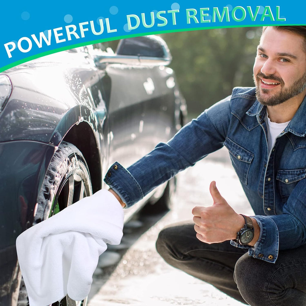 Newwiee 6 Pcs Extra Large Microfiber Cleaning Cloth 30" x 20" Washable Reusable Microfiber Towel Streak Free Lint Free Cloth for Cleaning Home Glass Office Window Bathrooms (White)