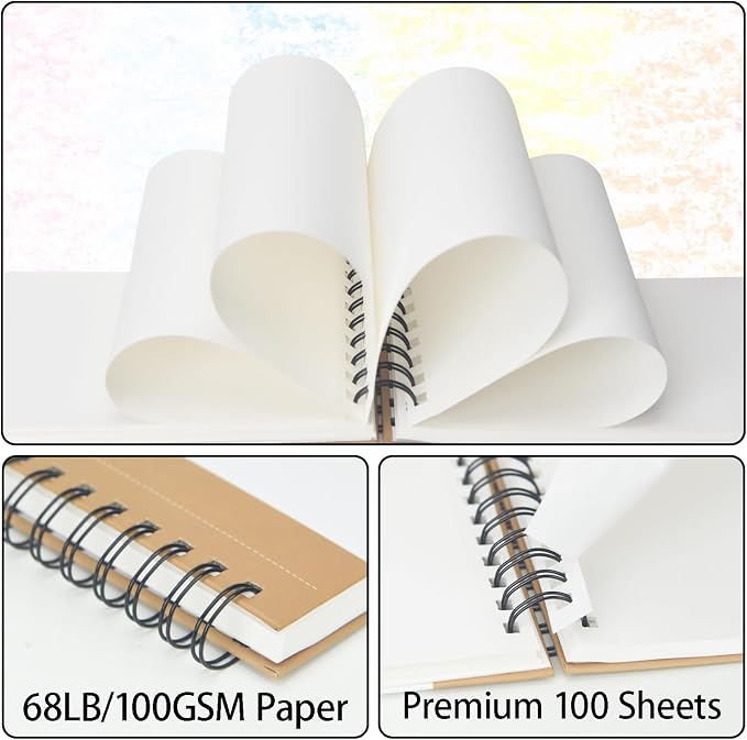 Crehatos 5.5" x 8.5" Small Sketch Book, Top Spiral Bound Sketch Pad, 100 Sheets - Image 5