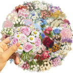50 Pcs Flower Scrapbook Stickers Kit Bouquet PET Transparent Waterproof - Image 7