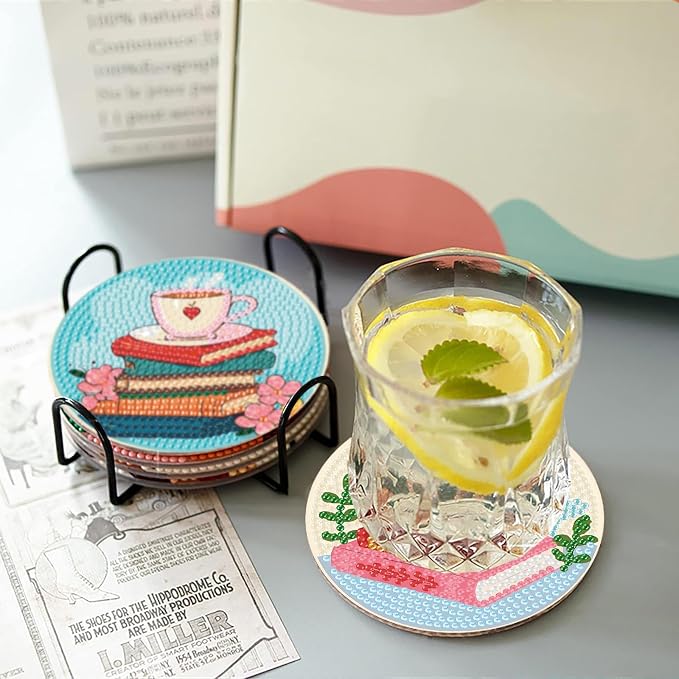 8 Pcs Book Diamond Art Coasters Kit - Image 4