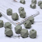 20mm Geometric Wooden Beads Light Green Polygon Wooden Loose Spacer Beads - Image 3