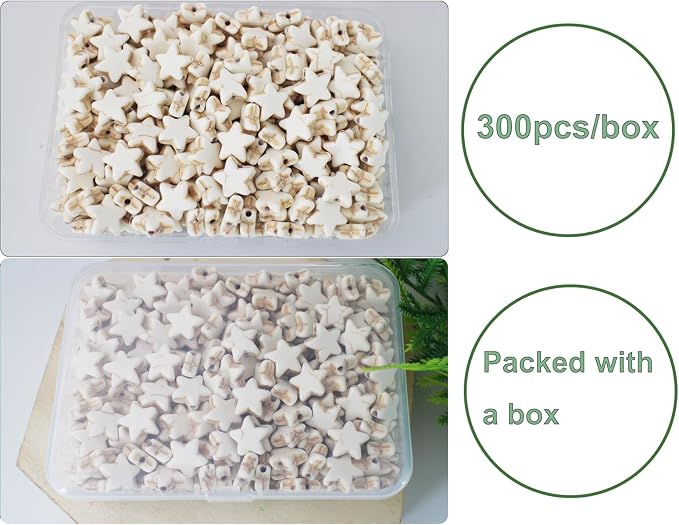 Turquoise Star Beads Bulk for Jewelry Making 300pcs 8 * 12mm White Natural - Image 4