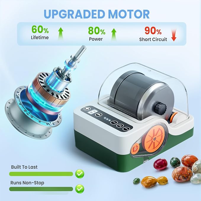 Flooyes Ultra Quiet Rock Tumbler Kit, Rock Polisher - Image 4