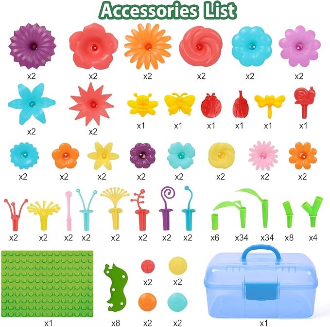 IQKidz Toddler Toys for Girls 2-4 Years Old, Flower Garden Building - Image 2
