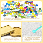 Wulqiiy 8 Sets DIY Mosaic Coaster Kit – Mixed Color Glass Mosaic Tiles - Image 3