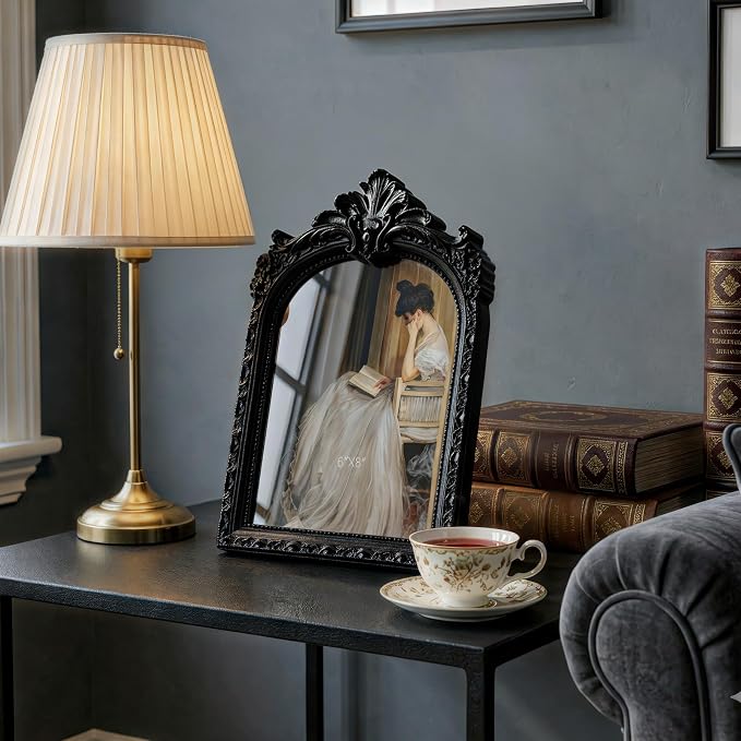 Cuspin Vintage Picture Frame 6x8 Black Frame, Ornate Resin Photo Frame - Image 5