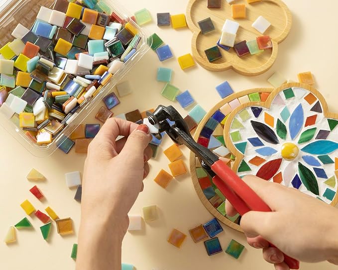 Lanyani 1.2Pounds/300 Pieces Iridescent Glass Mosaic Tiles Bulk - Image 3