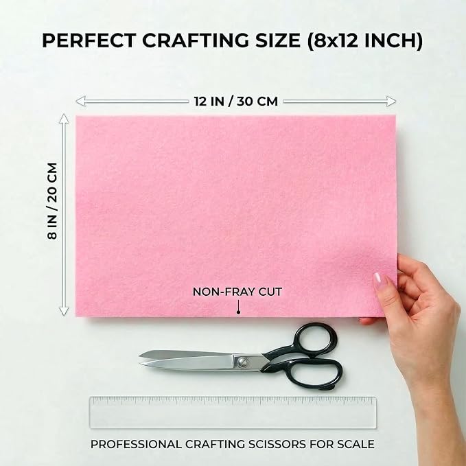 Pink Felt Fabric Sheets Stiff 20 Pcs 8" X 12", 1mm Thick Assorted Color Sewing - Image 2