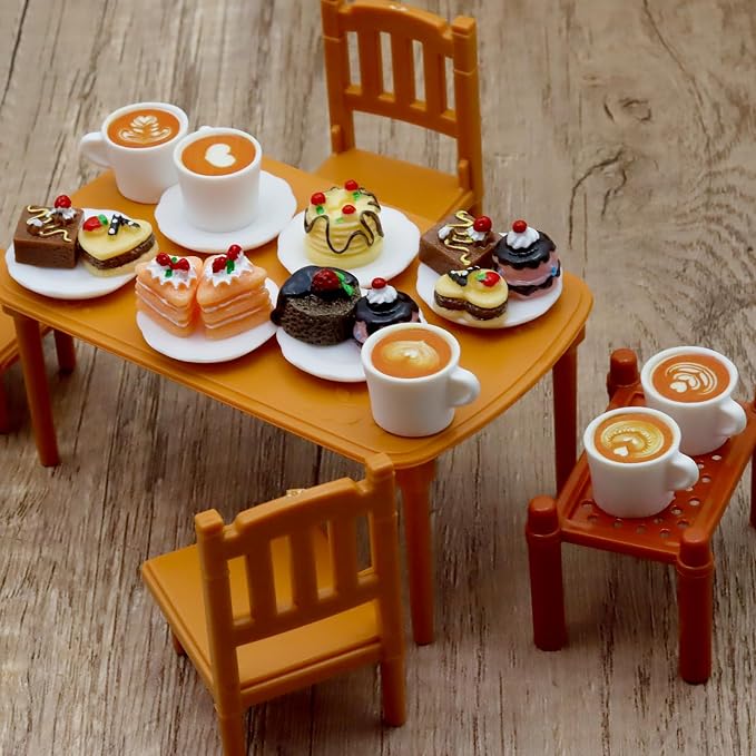 Hiawbon 24 Pcs Miniature Coffee Cup 1:12 Coffee Mugs Cakes Model | Miniatures - Image 7