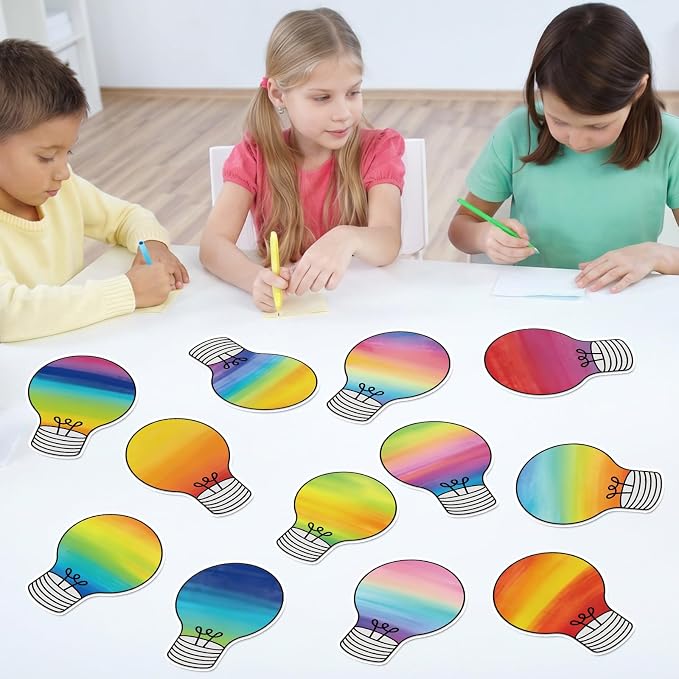 60PCS VBS 2026 Light Bulb Theme Cutouts Gradient Watercolor Light Bulb Bulletin - Image 7
