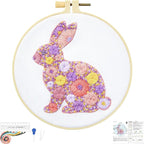 Easter Embroidery Kits for Beginners Adults, Flowers Bunny Embroidery Kits by Unknown