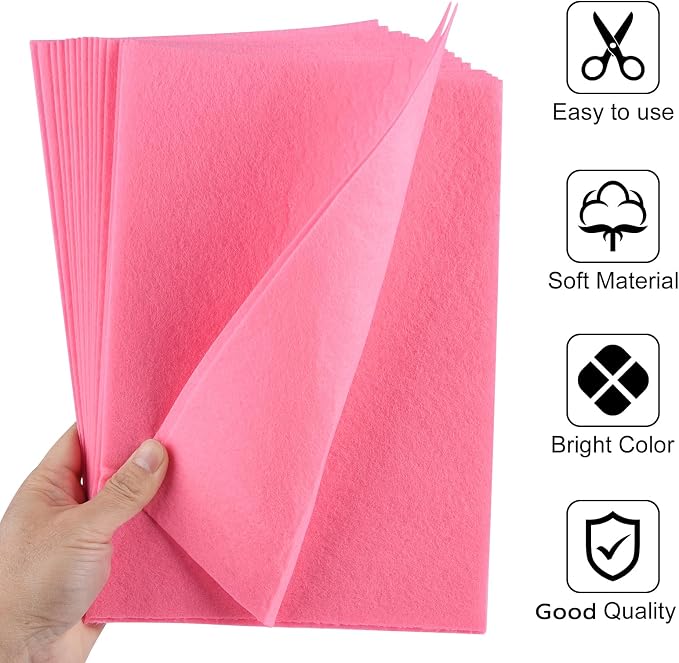 40 Pcs Pink Soft Felt Fabric Sheet 8" x 12" Assorted Color Felt Fabric Sheets - Image 3