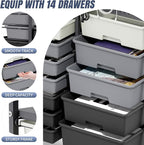 Rolling Storage Cart with Drawers, Storage Organizer Cart with Wheels and - Image 4