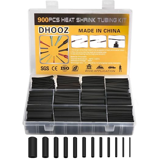 900Pcs Wire Heat Shrink Tubing Kit, Industrial Heat-Shrink Tubing by DHOOZ