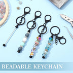 Tondiamo 12 Pcs Beadable Keychains Bars Bulk Blank Beaded Metal Keychain - Image 6