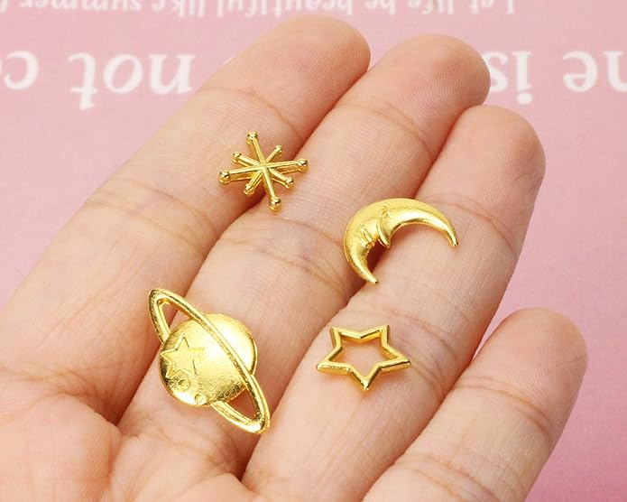 PENTA ANGEL Cosmos Themed Resin Fillers Charms Beads 42Pcs Gold Alloy Star Moon - Image 4